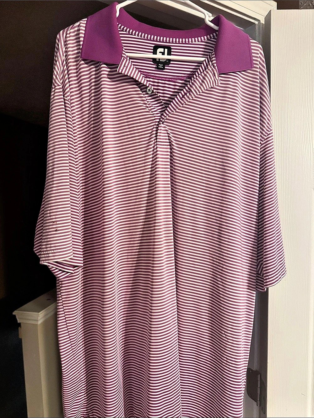 FJ Striped Polo Jersey in Purple & White Size XL Like New
